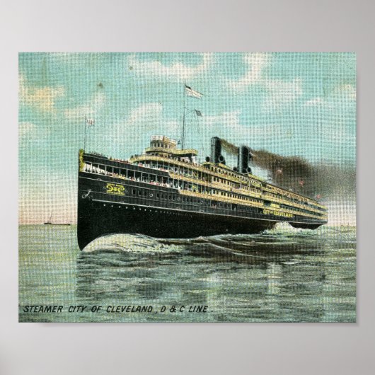Steamer City of Cleveland 1909 Poster (Voorkant)