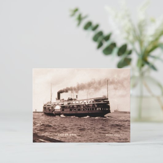 Steamer "City of Erie" Cleveland en Buffalo Line Briefkaart (Staand voorkant)