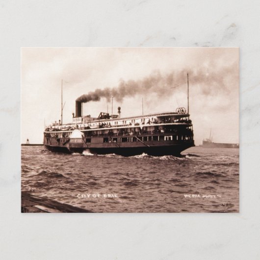 Steamer "City of Erie" Cleveland en Buffalo Line Briefkaart (Voorkant)
