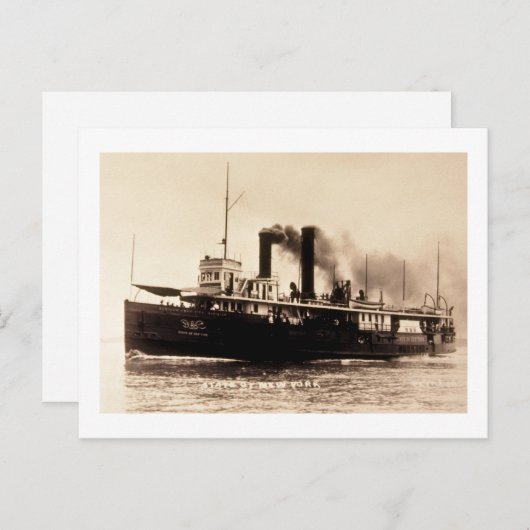 Steamer City of New York - Louis Pesha - D&C Line Briefkaart (Voorkant / Achterkant)