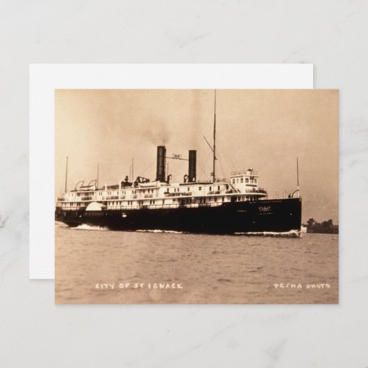 Steamer City of St. Ignace D&C Line - Louis Pesha Briefkaart (Voorkant / Achterkant)