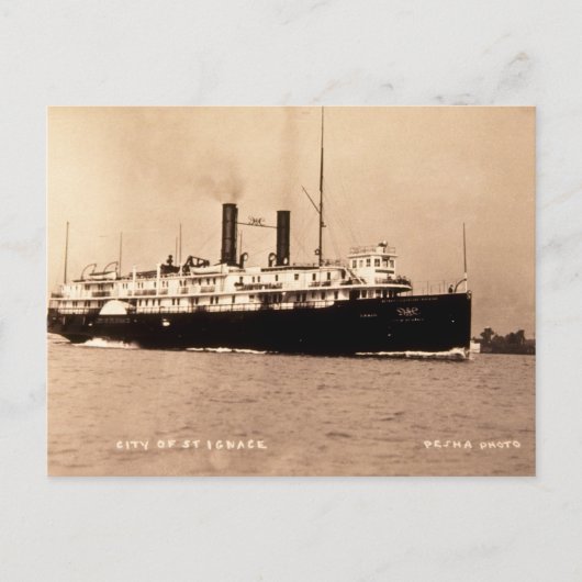 Steamer City of St. Ignace D&C Line - Louis Pesha Briefkaart (Voorkant)