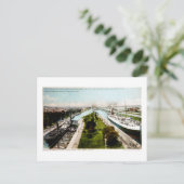 Steamer in de sluizen, Sault Ste.Marie, Michigan Briefkaart (Staand voorkant)