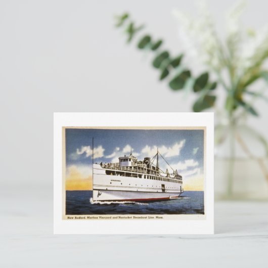 Steamer Naushon, Nantucket Steamboat Line, Massach Briefkaart (Staand voorkant)