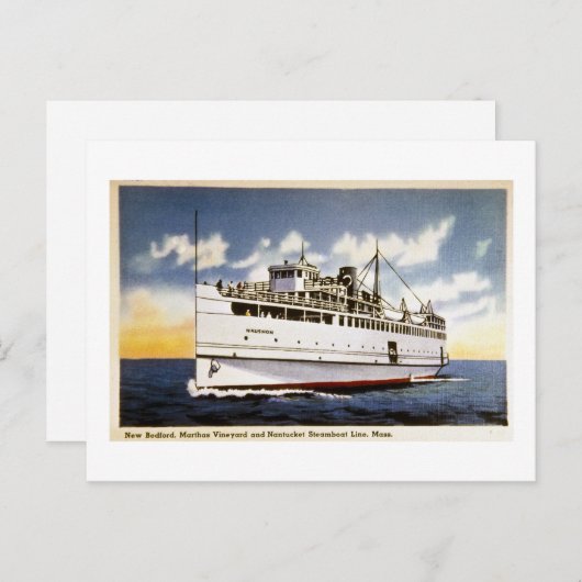Steamer Naushon, Nantucket Steamboat Line, Massach Briefkaart (Voorkant / Achterkant)