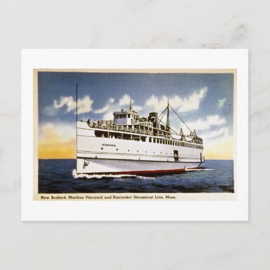 Steamer Naushon, Nantucket Steamboat Line, Massach Briefkaart (Voorkant)