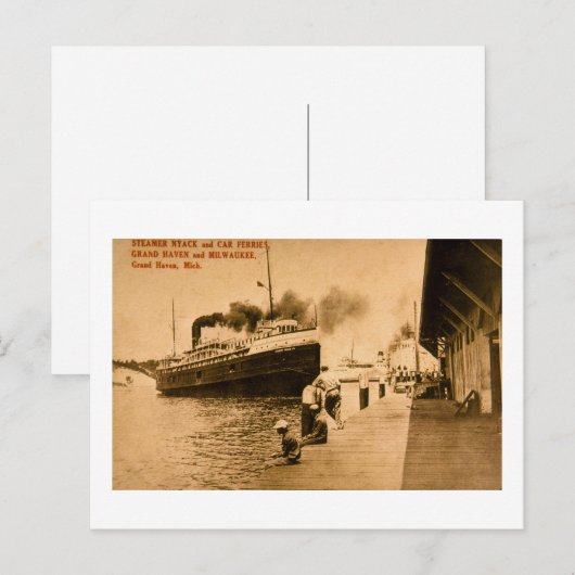 Steamer Nyack en Car Ferries, Grand Haven, MI Briefkaart (Voorkant / Achterkant)