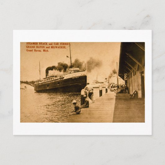 Steamer Nyack en Car Ferries, Grand Haven, MI Briefkaart (Voorkant)