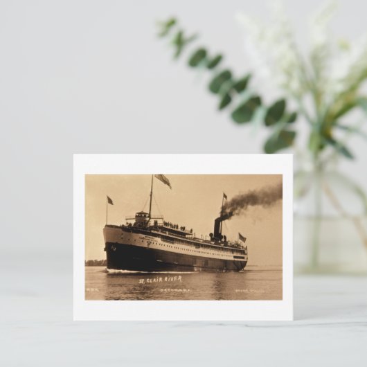 Steamer Ocotorara op de St. Clair, Louis Pesha Briefkaart (Staand voorkant)