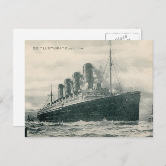 Steamer SS Lusitania Briefkaart (Voorkant / Achterkant)