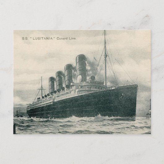 Steamer SS Lusitania Briefkaart (Voorkant)