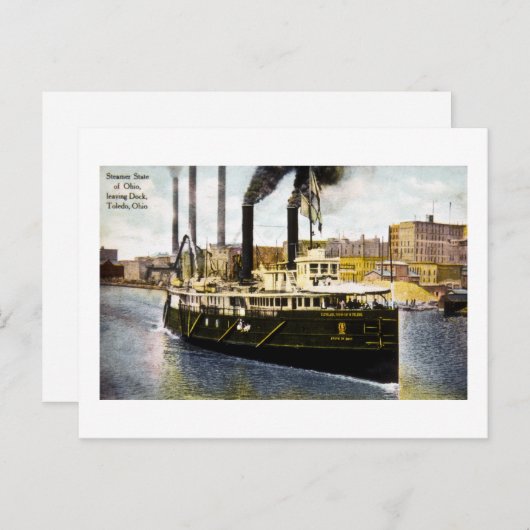 Steamer State of Ohio Leaving Dock, Toledo, Ohio Briefkaart (Voorkant / Achterkant)