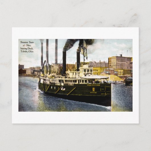 Steamer State of Ohio Leaving Dock, Toledo, Ohio Briefkaart (Voorkant)