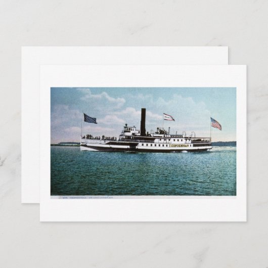 Steamer Ticonderoga op het meer van ChamPlain Briefkaart (Voorkant / Achterkant)