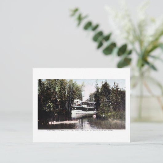 Steamer Topinabee bij Devil's Elbow, Michigan Briefkaart (Staand voorkant)