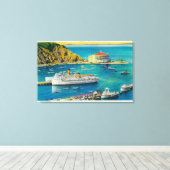 Steamers Catalina en Avalon bij Pier en Casino Canvas Afdruk (Insitu (Houten vloer))