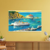 Steamers Catalina en Avalon bij Pier en Casino Canvas Afdruk (Insitu (Woonkamer))