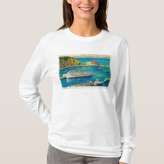 Steamers Catalina en Avalon bij Pier en Casino T-shirt (Voorkant)