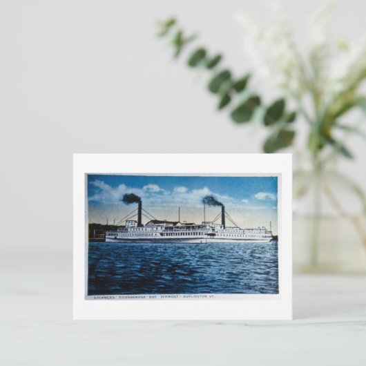 Steamers Ticonderoga en Vermont, Burlington, VT Briefkaart (Staand voorkant)