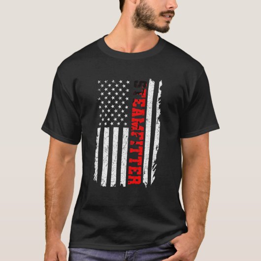 SteamFitter Amerikaanse Vlag Vrijheid Lassers Gift T-shirt (Voorkant)