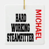 Steamfitter, hard werkend keramisch ornament (Achterkant)