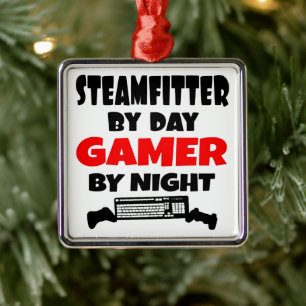 Steamfitter houdt van het spelen van VideoSpelen Metalen Ornament