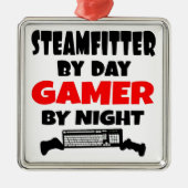 Steamfitter houdt van het spelen van VideoSpelen Metalen Ornament (Voorkant)