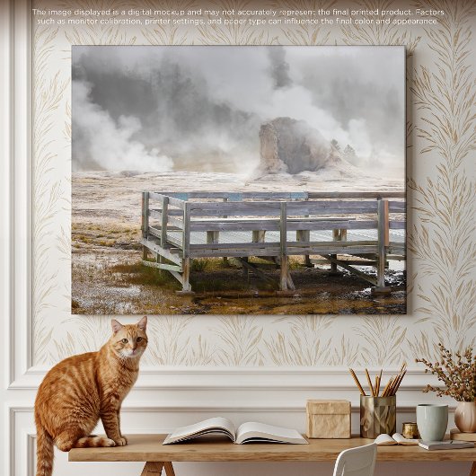 Steaming Beauty: een Yellowstone Geyser-uitbarstin Canvas Afdruk