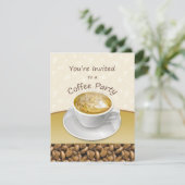 Steaming cappuccino koffiekopje Uitnodiging (Staand voorkant)