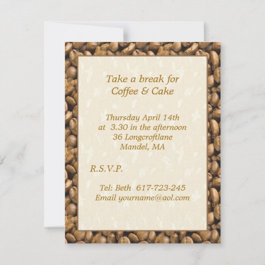 Steaming cappuccino koffiekopje Uitnodiging (Achterkant)