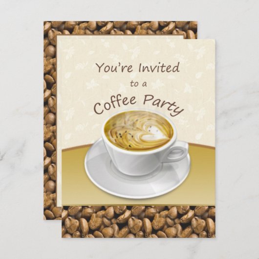 Steaming cappuccino koffiekopje Uitnodiging (Voorkant / Achterkant)