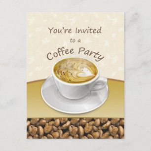 Steaming cappuccino koffiekopje Uitnodiging