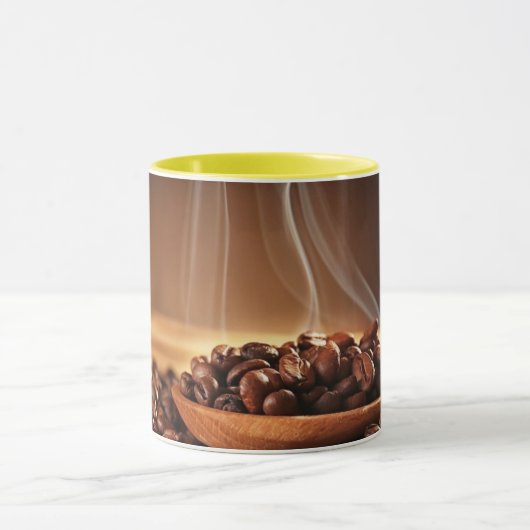 Steaming Coffee Beans Sticker for Mug Lovers Mok (Midden)