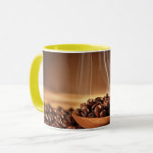 Steaming Coffee Beans Sticker for Mug Lovers Mok (Voorkant links)