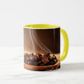 Steaming Coffee Beans Sticker for Mug Lovers Mok (Voorkant rechts)