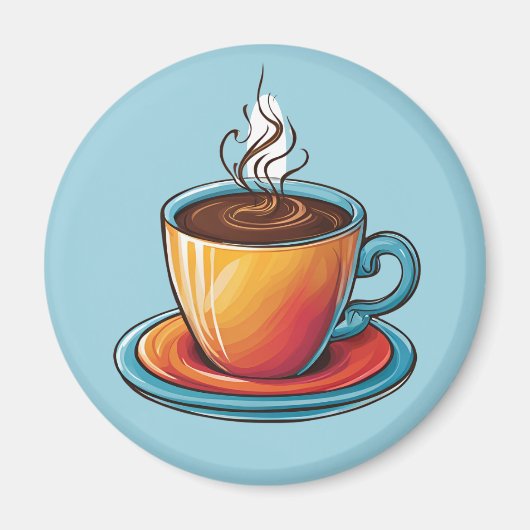 Steaming Coffee Cup Magnet (Voorkant)
