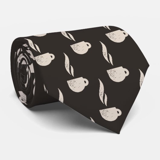 Steaming Coffee Pattern Barista Stropdas (Opgerold)