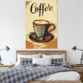 Steaming Coffee Vintage Metal Sign Canvas Afdruk (Insitu (Slaapkamer))