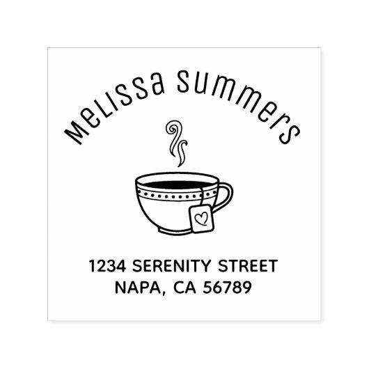 Steaming Cup of Tea Arch Address Zelfinktende Stempel (Design)