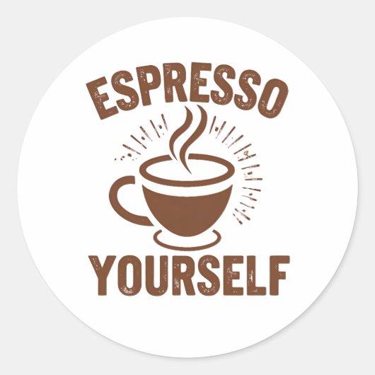 Steaming Espresso Cup Illustration Ronde Sticker (Voorkant)
