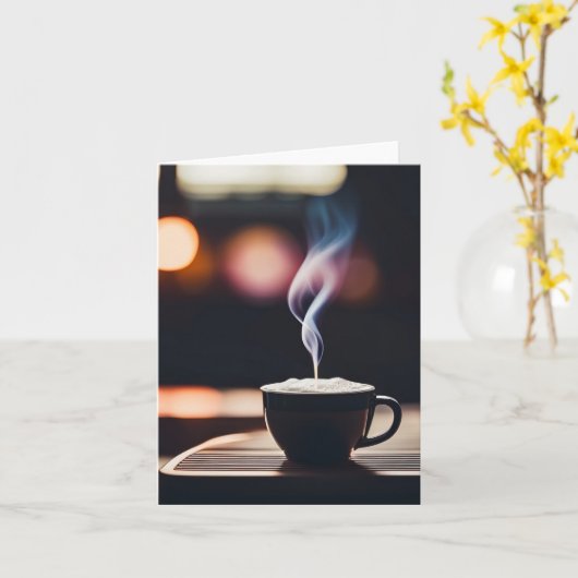 Steaming koffie - Blank binnenin Kaart (Gele Bloem)