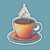 Steaming koffie sticker
