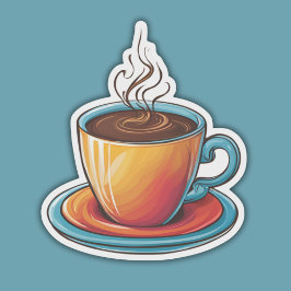 Steaming koffie sticker