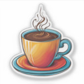 Steaming koffie sticker (Voorkant)