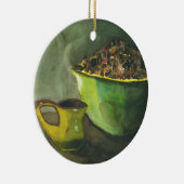 Steaming Morning Cup Koffee Bowl-koffiebonen Keramisch Ornament (Rechts)