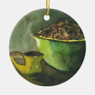Steaming Morning Cup Koffee Bowl-koffiebonen Keramisch Ornament