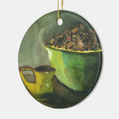 Steaming Morning Cup Koffee Bowl-koffiebonen Keramisch Ornament (Links)