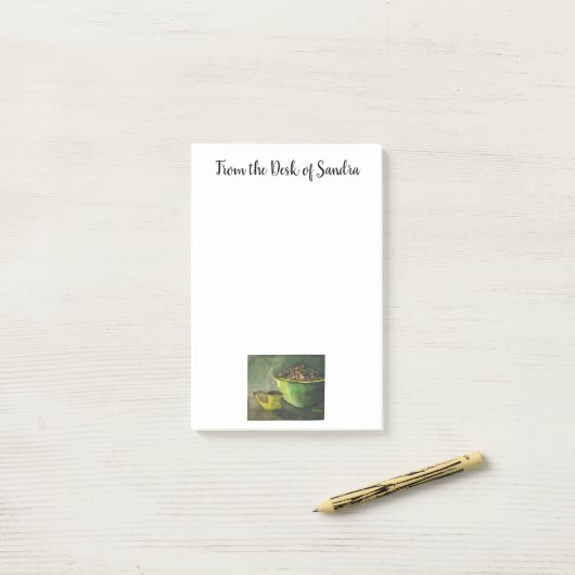 Steaming Morning Cup Koffee Bowl-koffiebonen Post-it® Notes (Op bureau)