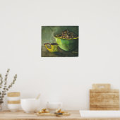 Steaming Morning Cup Koffee Bowl-koffiebonen Poster (Keuken)