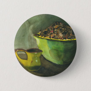 Steaming Morning Cup Koffee Bowl-koffiebonen Ronde Button 5,7 Cm